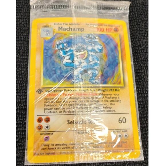 Pokémon Factory Sealed Machamp 1999 First Edition Hologram Card Game Collectors - Picture 1 of 5